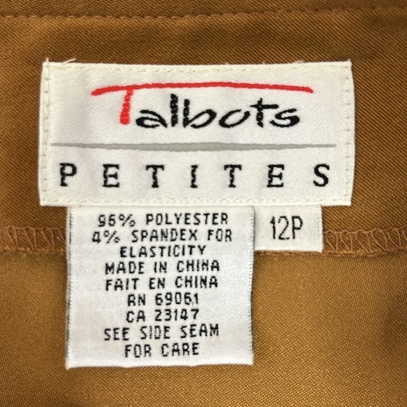 Talbots 2 Piece Matching Set Tan Shirt and Skirt Size 12 Petite - Picture 9 of 15